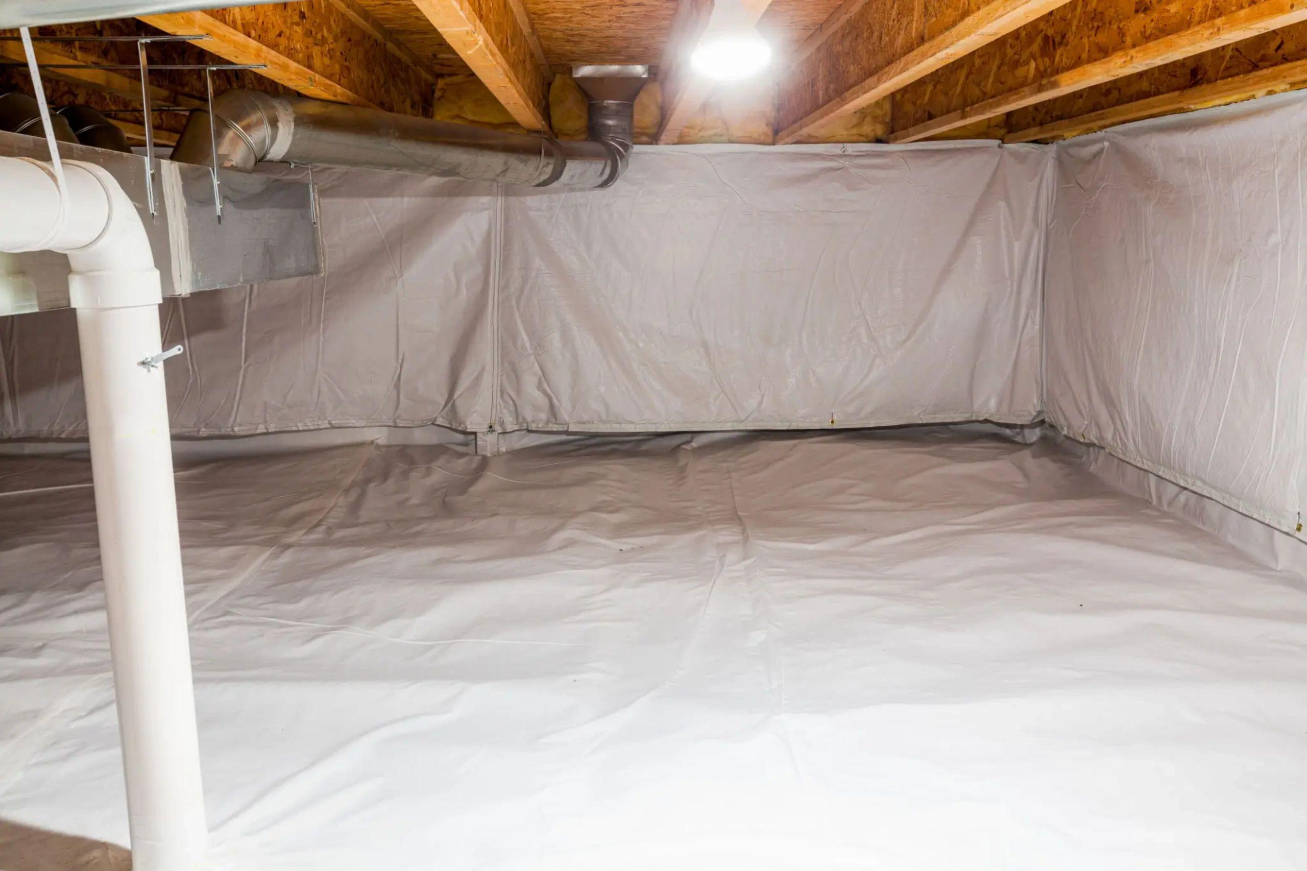 Completed crawl-space moisture barrier installation